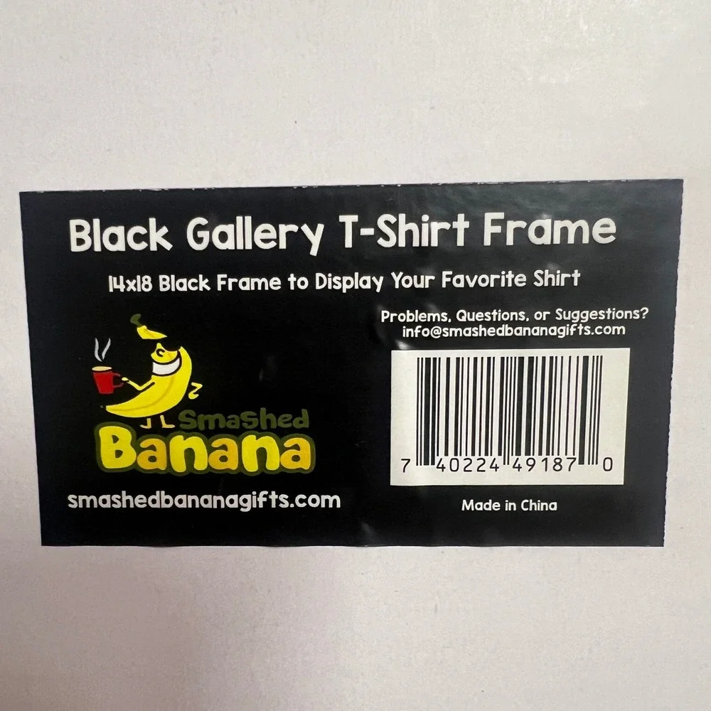 Smashed Banana Black Gallery T-Shirt Frame 14x18 Jersey Display Case Wall Art